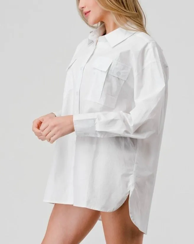 White Oversized Button Down Shirt