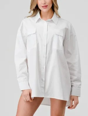 White Oversized Button Down Shirt