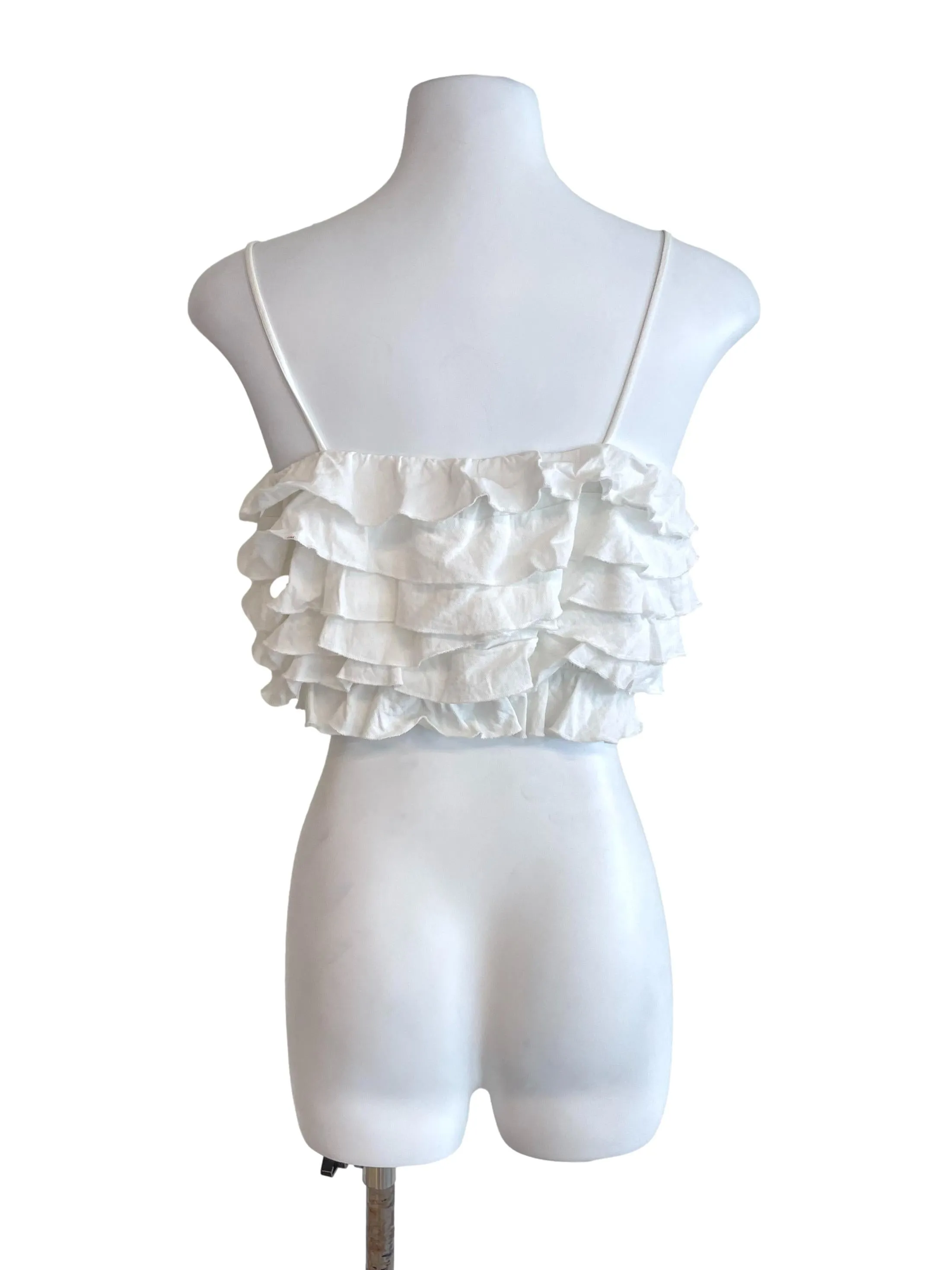 White Ruffled Tube Top