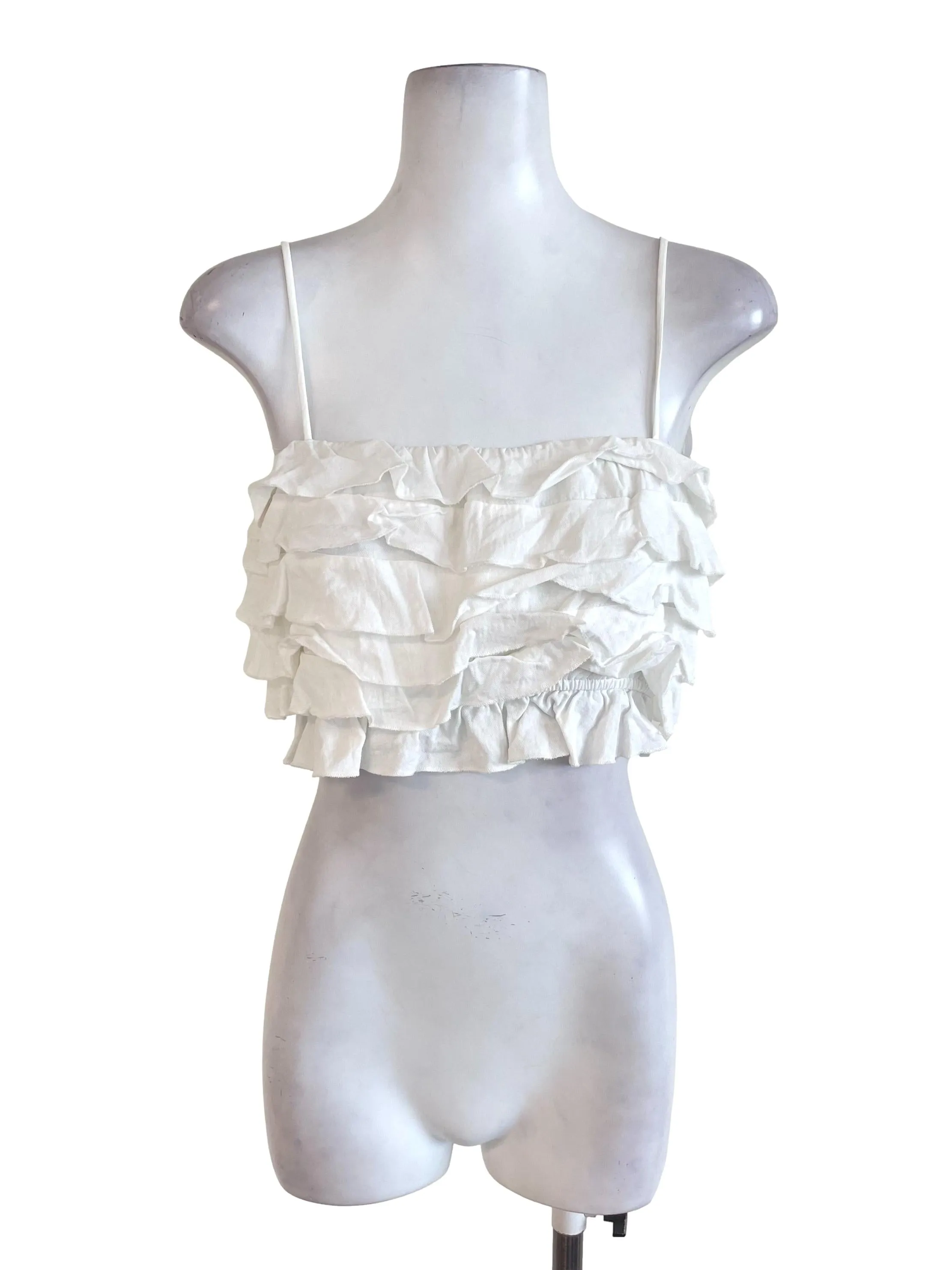 White Ruffled Tube Top