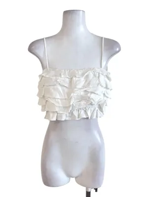 White Ruffled Tube Top