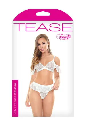 Wilhelmina Bralette Top & Panty - White - Medium/ Large