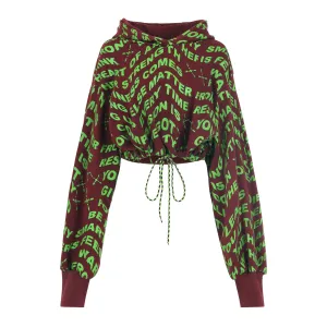 Wisdom Cropped Hoodie, Unisex, Burgundy