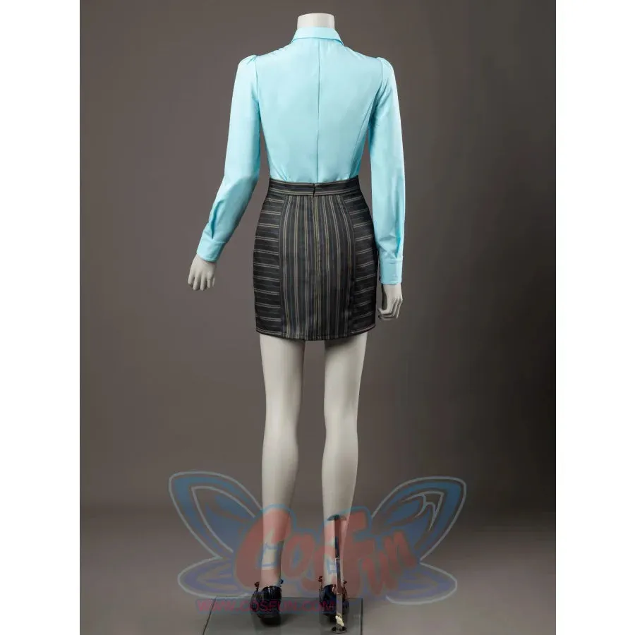 Witch of the West Cosplay Costume Black and Grey Striped Dark Green Blazer Dress FY0097