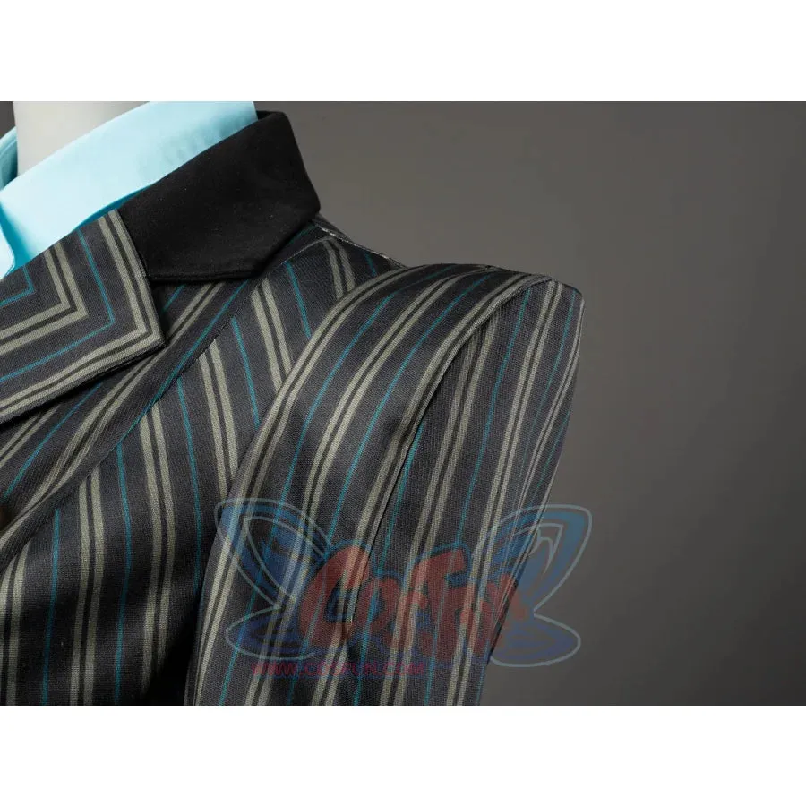 Witch of the West Cosplay Costume Black and Grey Striped Dark Green Blazer Dress FY0097
