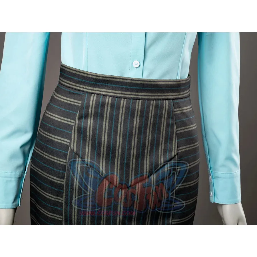 Witch of the West Cosplay Costume Black and Grey Striped Dark Green Blazer Dress FY0097