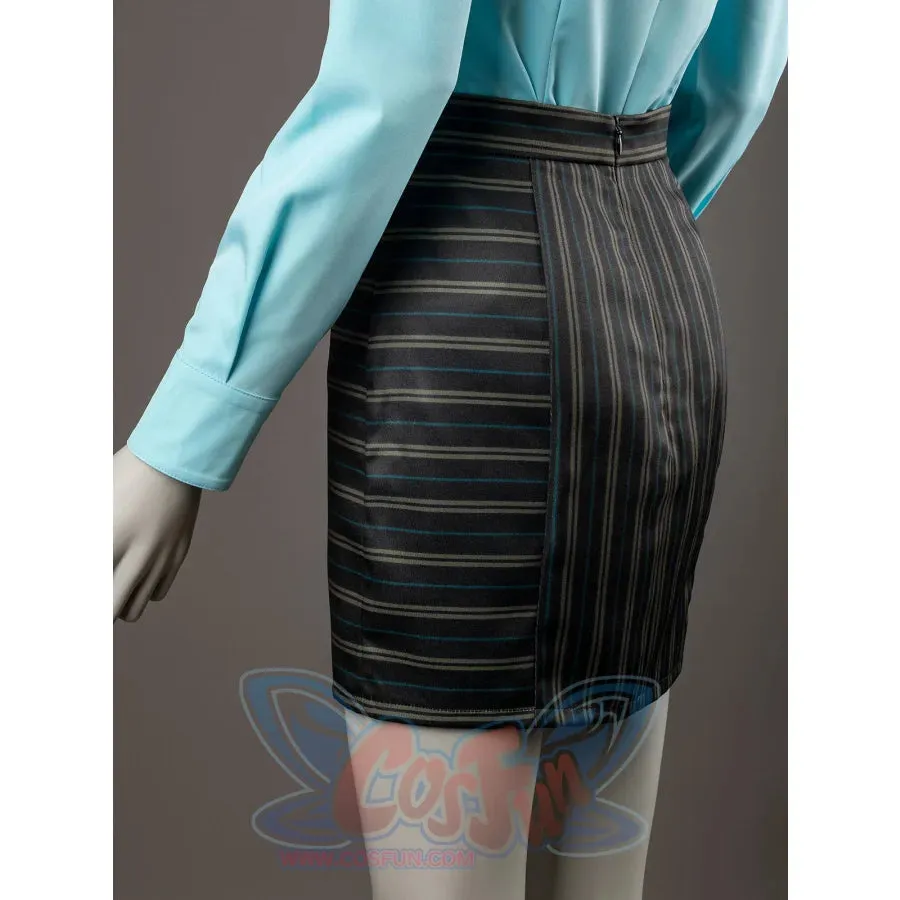 Witch of the West Cosplay Costume Black and Grey Striped Dark Green Blazer Dress FY0097