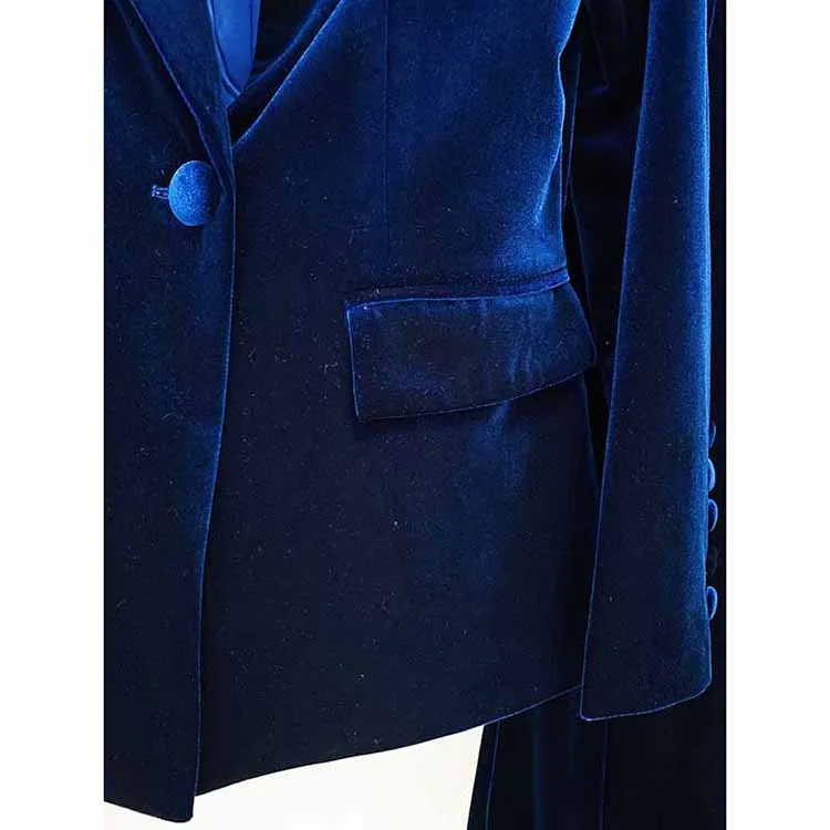 Women Velvet Blazer   Flare Trousers Suit Two Piece Pantsuits