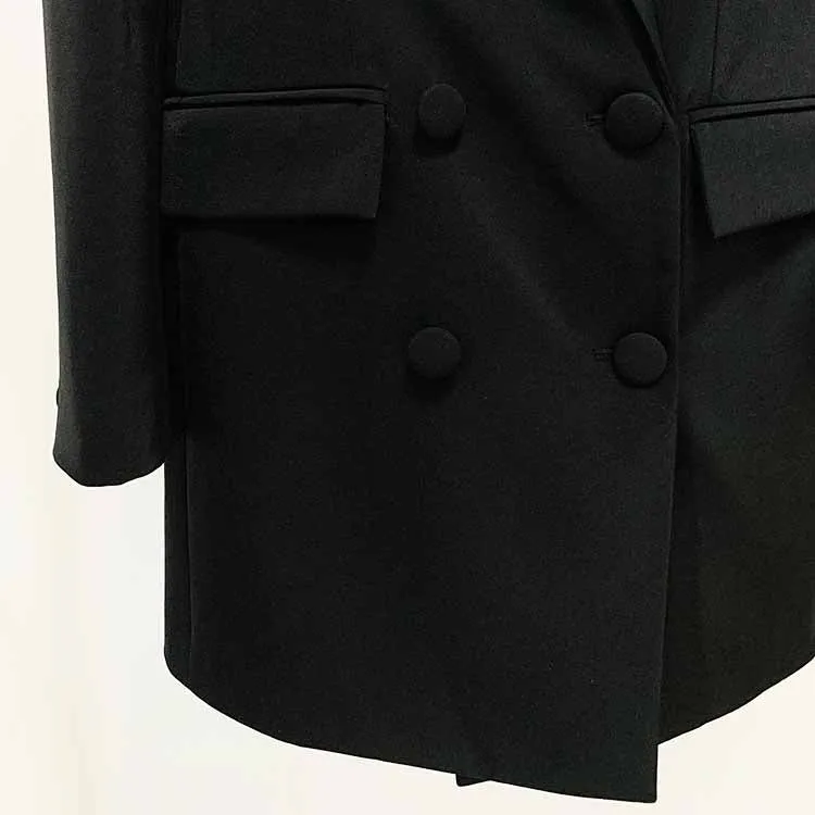 Women's Hand Made Nail beaded White / Black Mid Length Blazer Dress