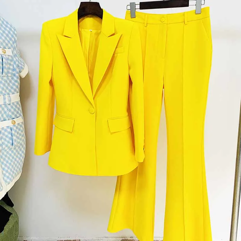 Women's Pantsuit Blazer High Waisted Flare Pants Suit Wedding Pantsuit