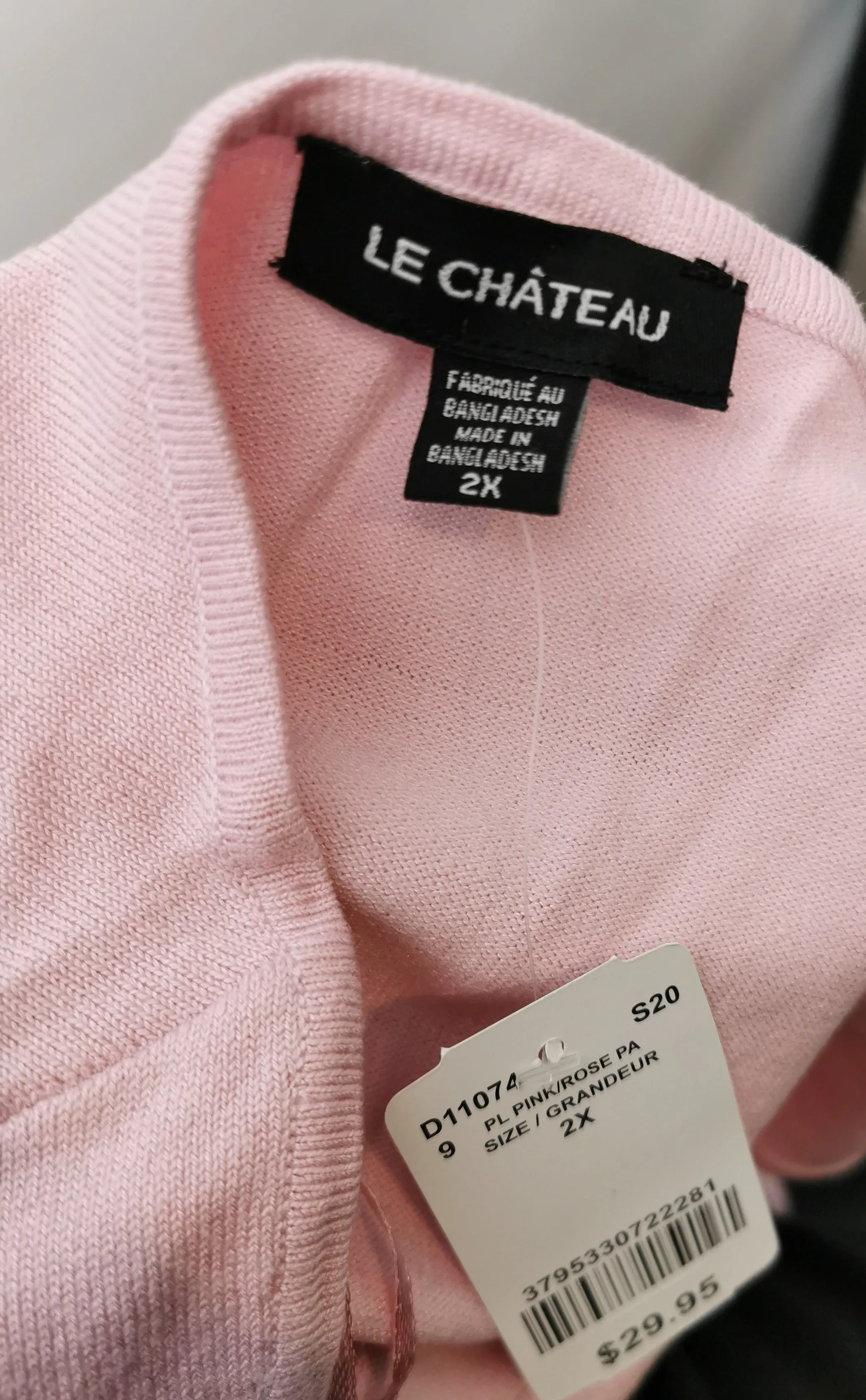 WOMENS PLUS SIZE 2X - LE CHATEAU, Soft Pink, Square Neck, Knit Top NWT B20