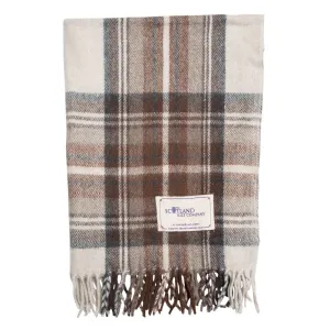 Wool Tartan Lap Blanket 29'' x 70'' - Stewart Natural Dress