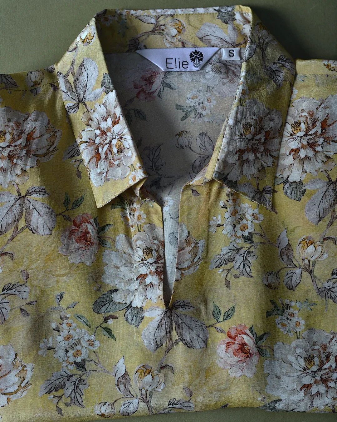 Yellow Crepe Ready-To-Wear Digital Printed Ready To Wear Top