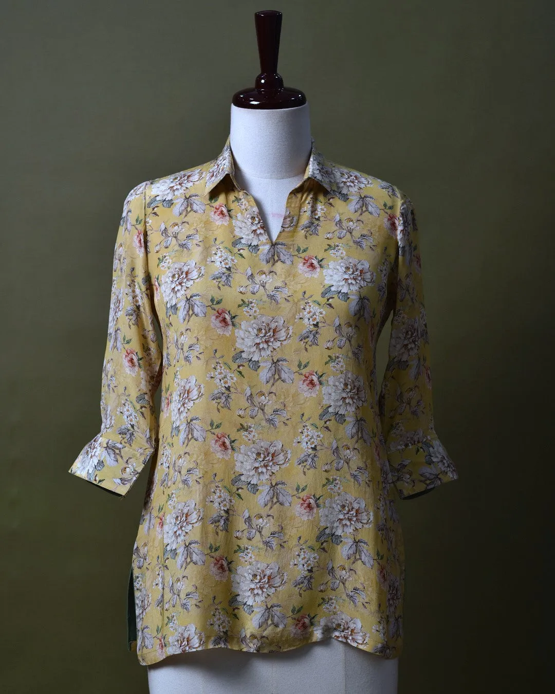 Yellow Crepe Ready-To-Wear Digital Printed Ready To Wear Top