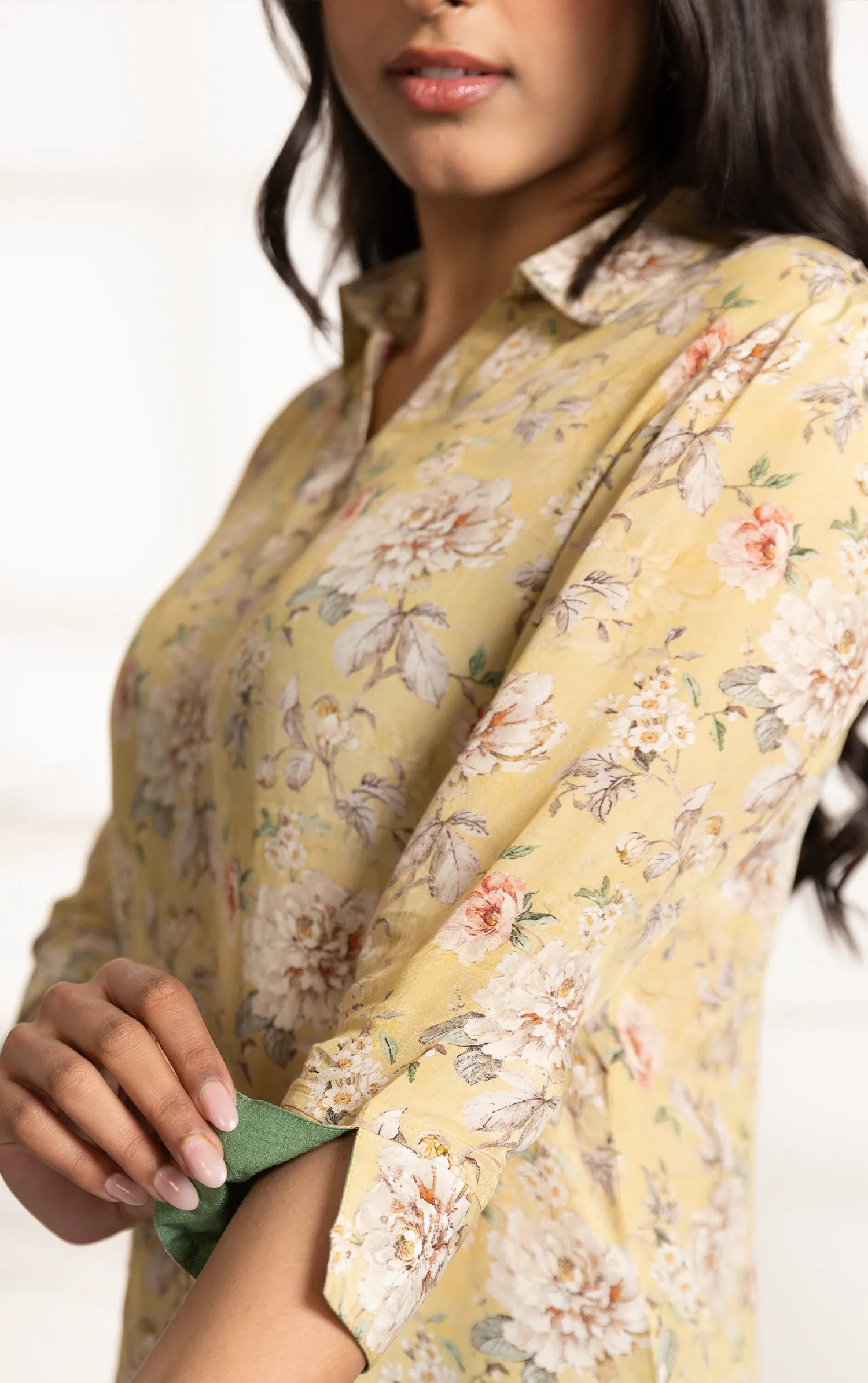 Yellow Crepe Ready-To-Wear Digital Printed Ready To Wear Top