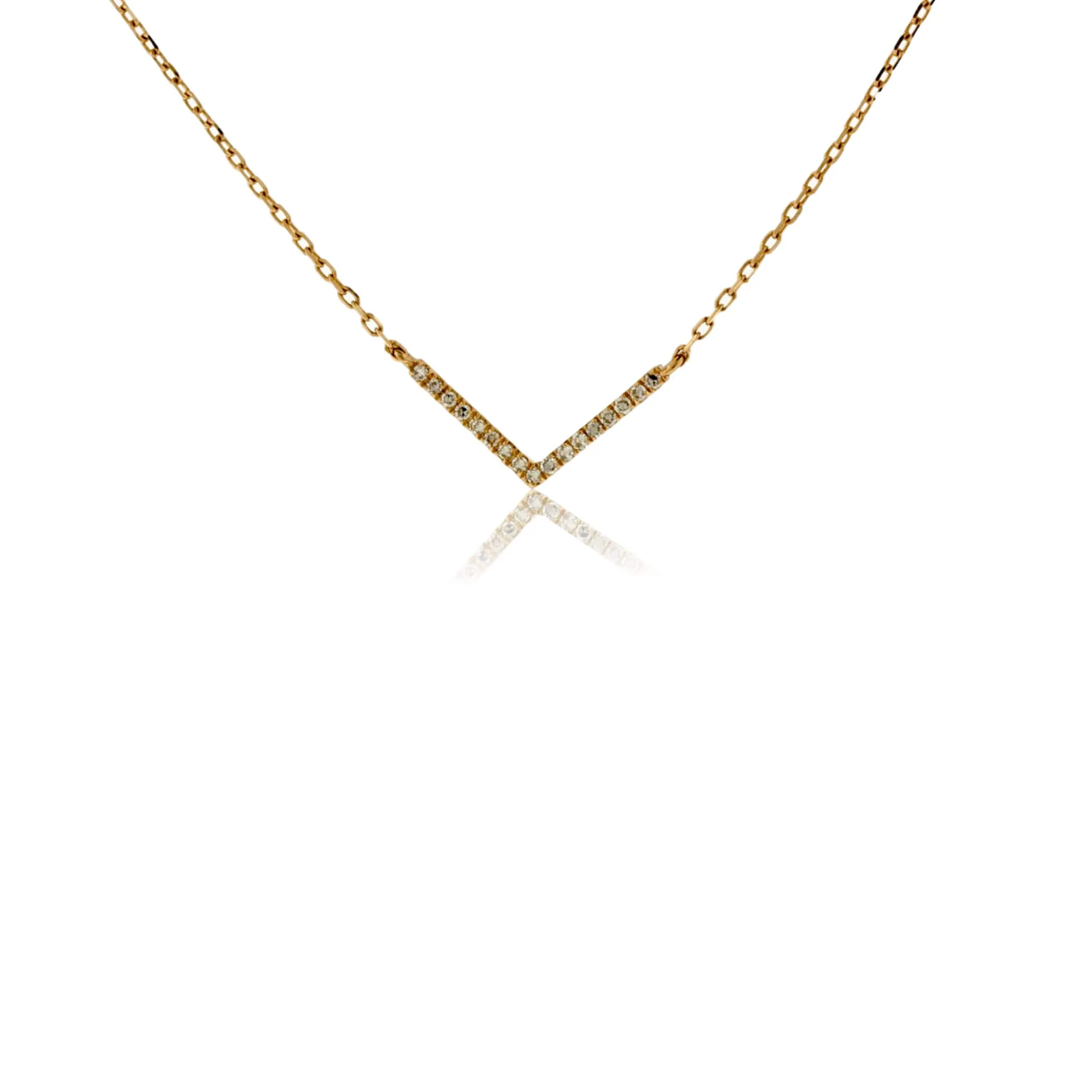 Yellow Gold Diamond Metrica V Shape Necklace
