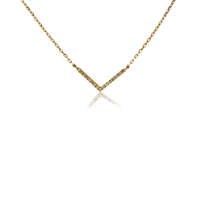 Yellow Gold Diamond Metrica V Shape Necklace