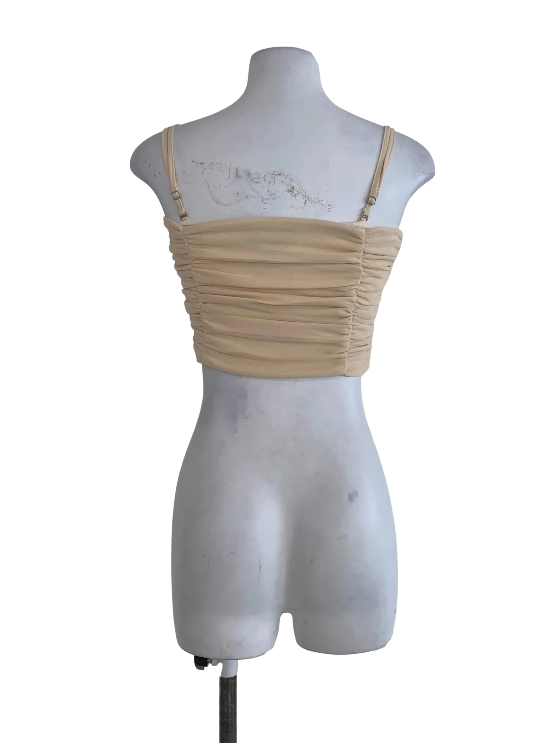Yellow Plain Ruffled Sleeveless Crop Top