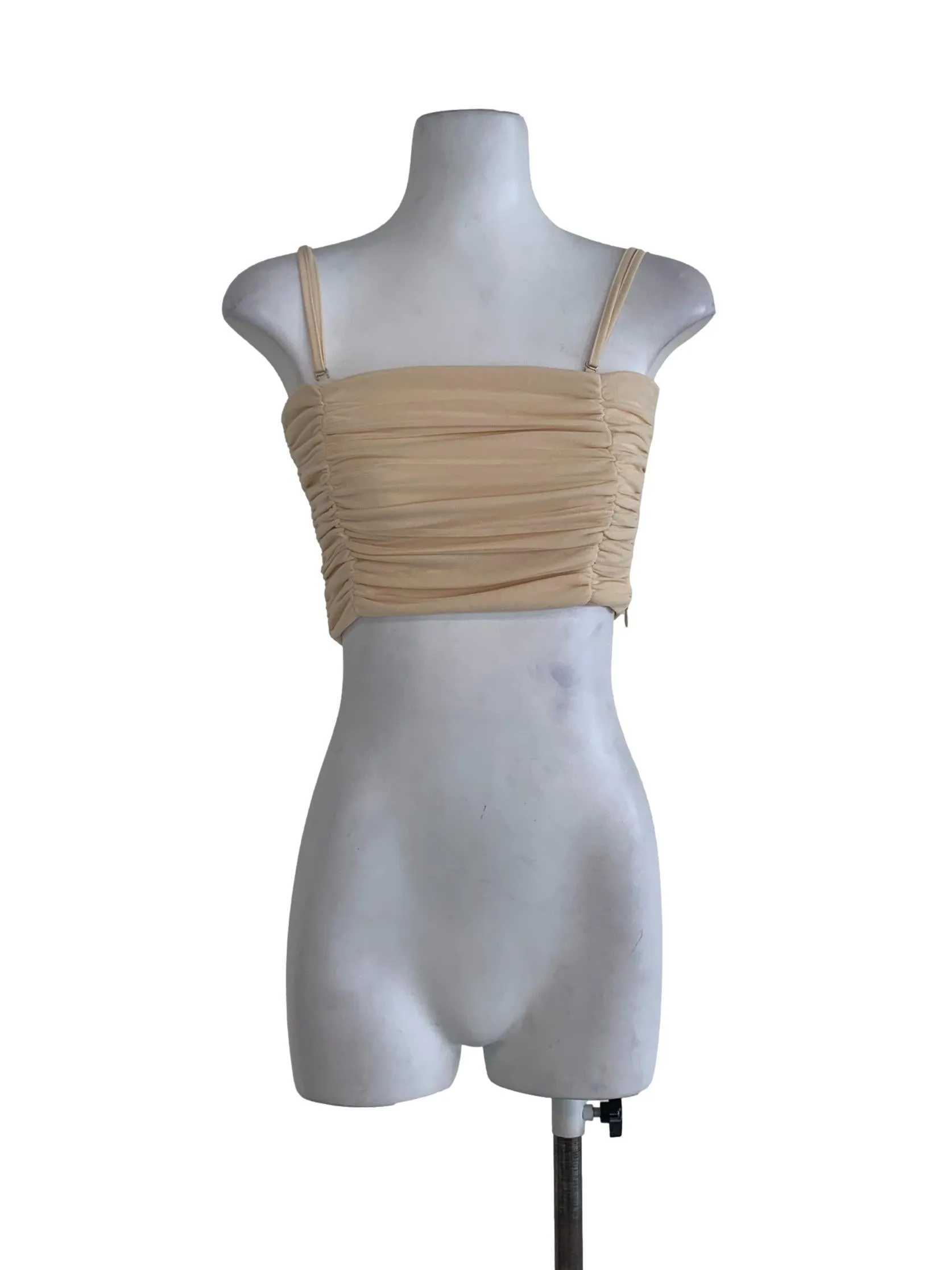 Yellow Plain Ruffled Sleeveless Crop Top