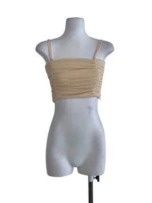 Yellow Plain Ruffled Sleeveless Crop Top