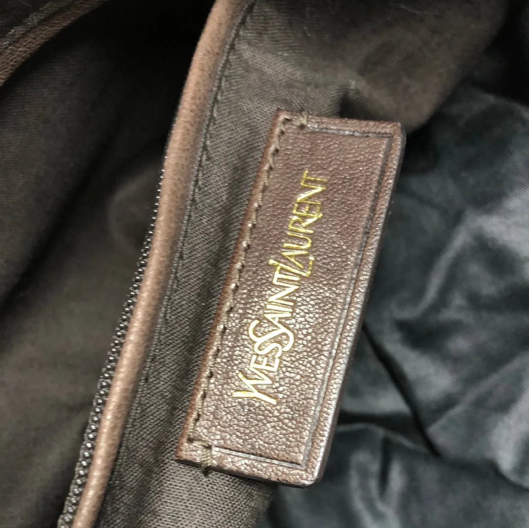 YSL Brown Calf Leather Cabas Classic Y Top Handle Bag