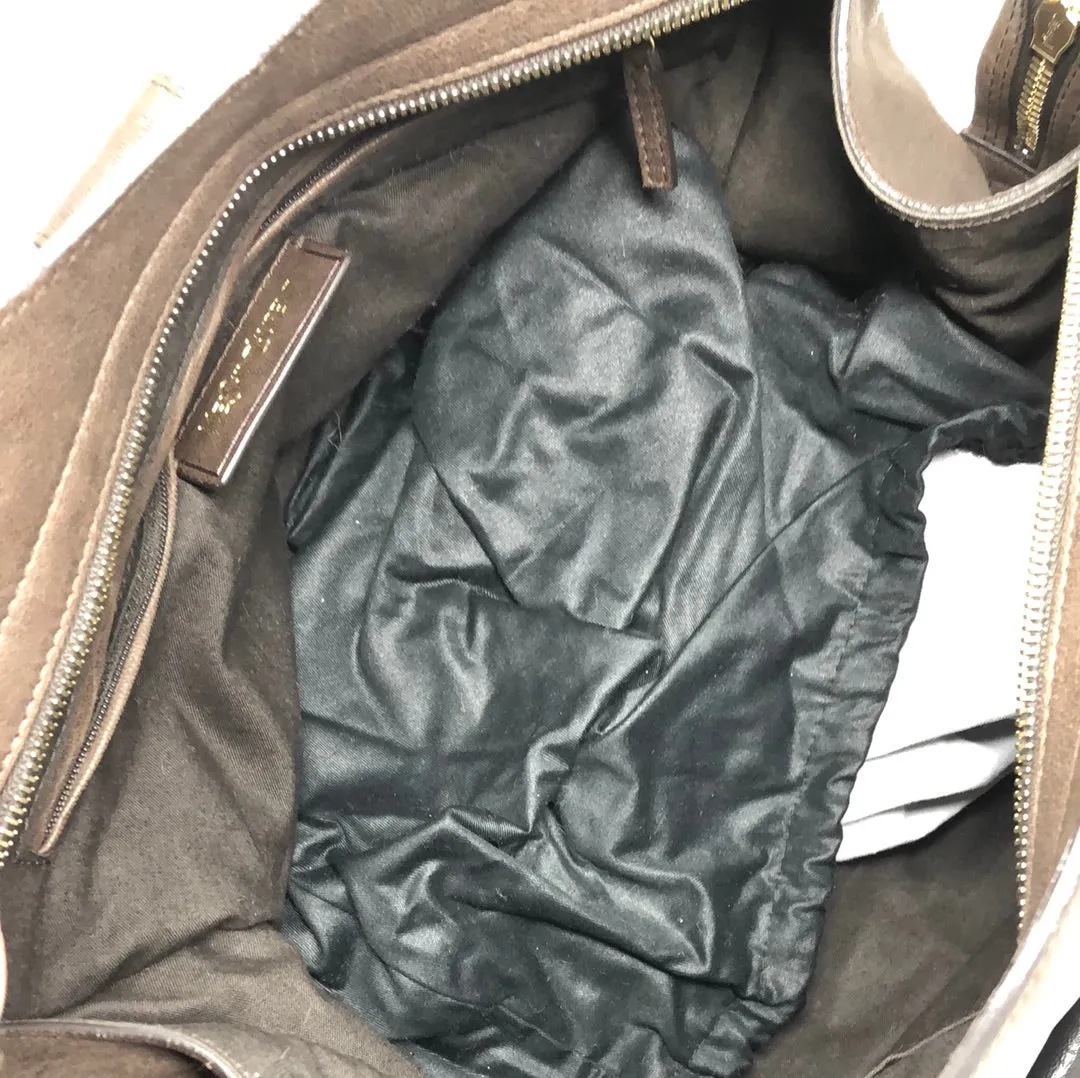YSL Brown Calf Leather Cabas Classic Y Top Handle Bag
