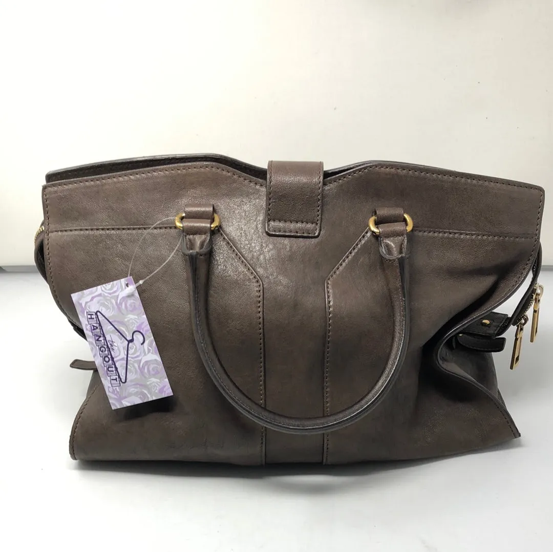 YSL Brown Calf Leather Cabas Classic Y Top Handle Bag
