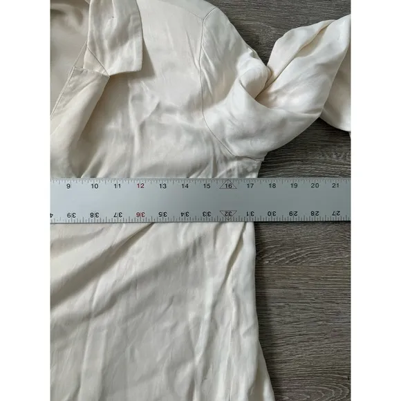 Zara EUC Satin Effect Wrap Blazer Dress Cream Oyster White Size M