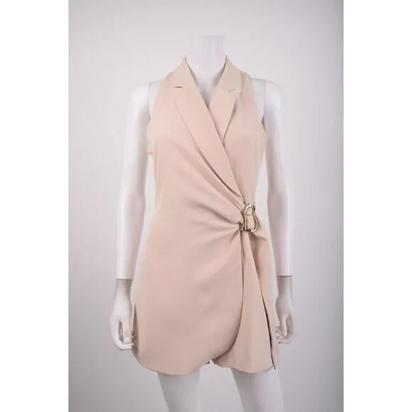 Zara Womens Wrap Blazer Dress Romper S Beige Ivory 0387/174 NWT