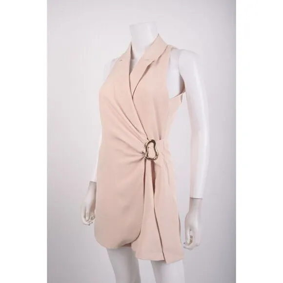 Zara Womens Wrap Blazer Dress Romper S Beige Ivory 0387/174 NWT