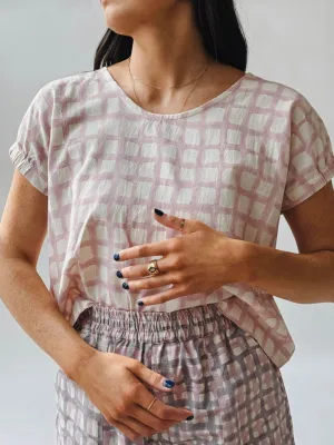Zélia Top Lavender Grid