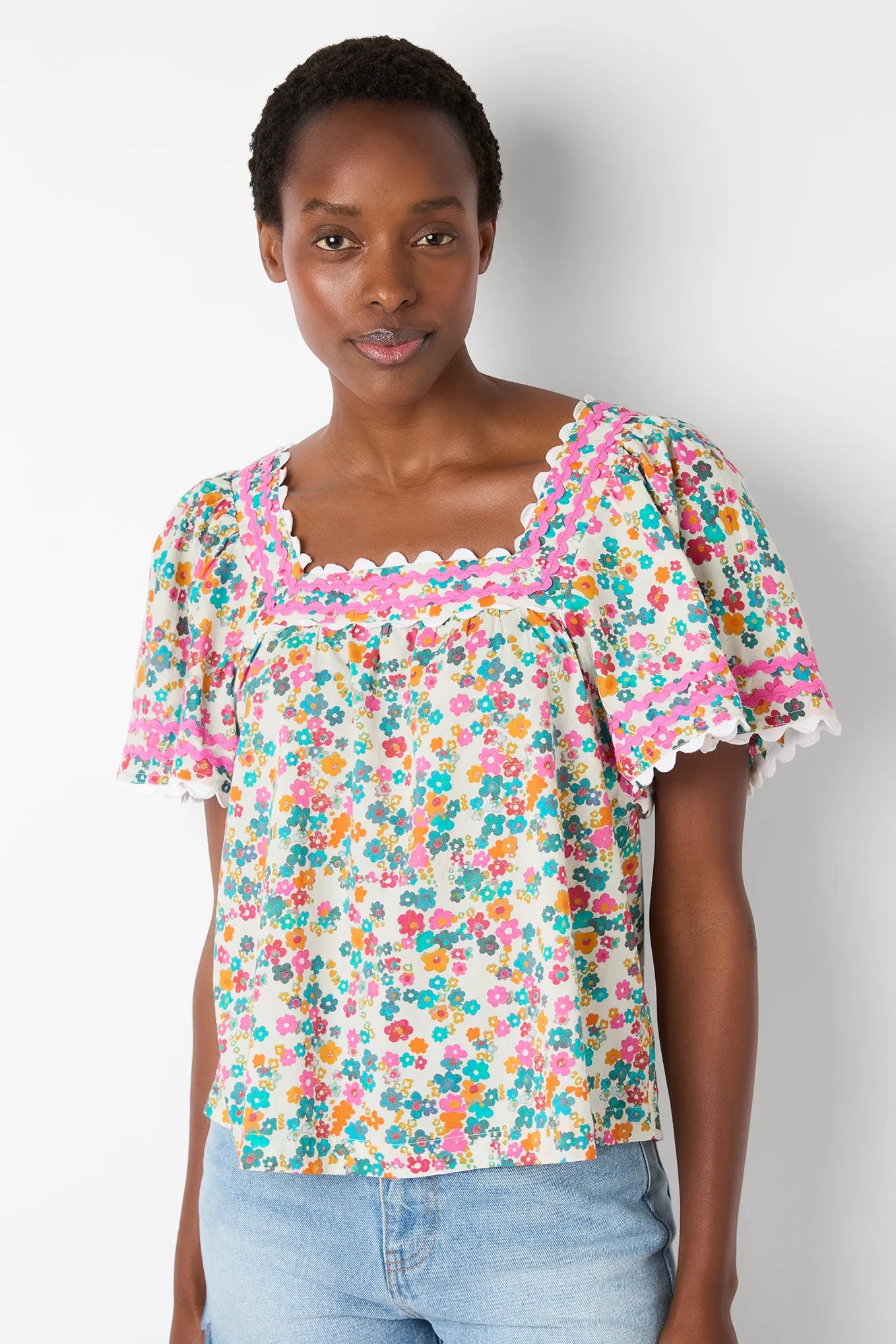 Zoe Ric Rac Printed Top - Multi